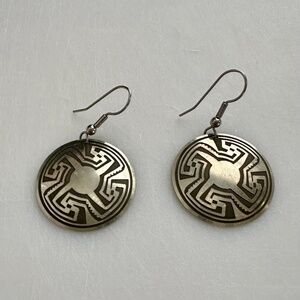 Silver and Black Swirl Earrings